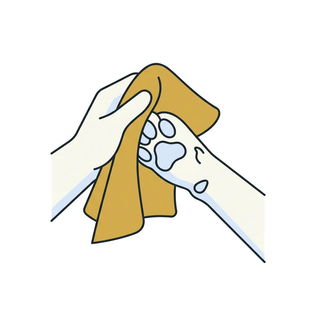 Wycieranie łap psa ręcznikiem